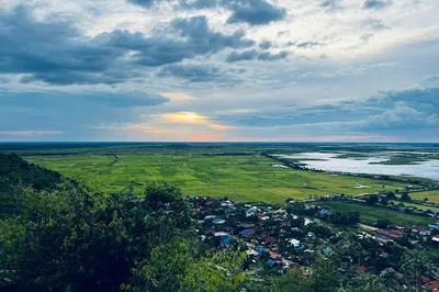 Sunset spot at Phnom Krom on the Lotus Silk Farm by Samatoa