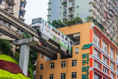 Liziba Monorail Through Building Observation Platform